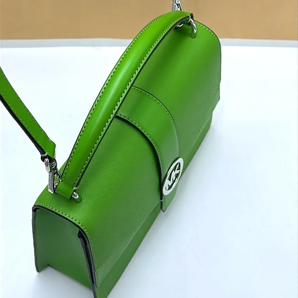 Michael Kors Greenwich Medium Saffiano Leather Satchel Crossbody Shoulder Bag - Picture 11 of 16